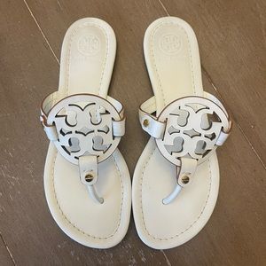 Tory Burch Miller Sandal, Ivory Leather, Size 7